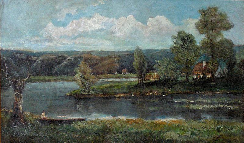 unknow artist Landscape with river Germany oil painting art